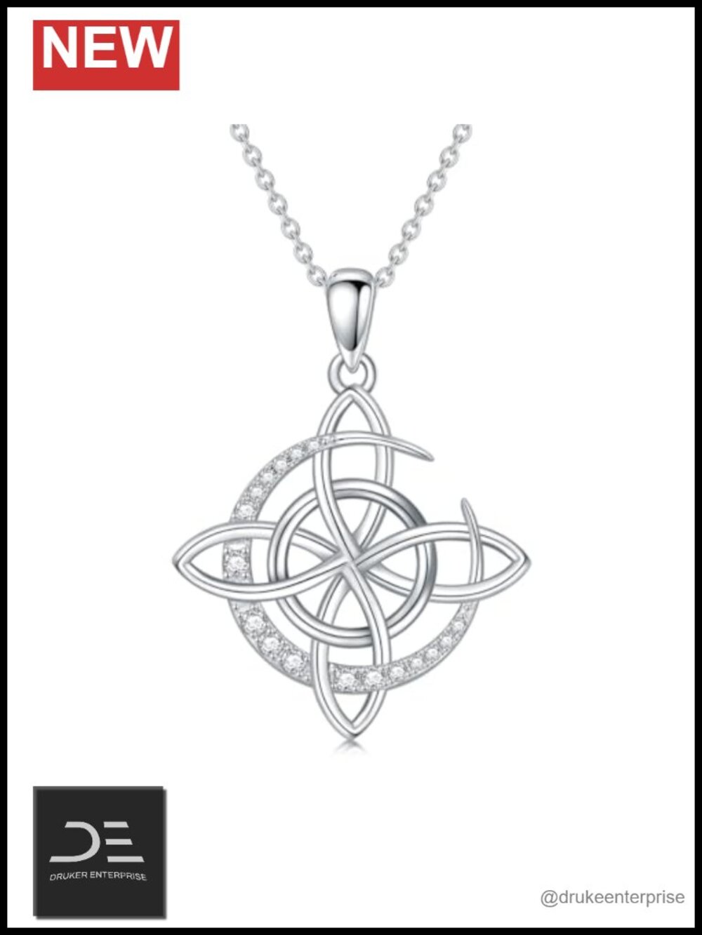 Witches Knot Necklace 925 Sterling Silver Celtic Star of David Pendant Jewelry